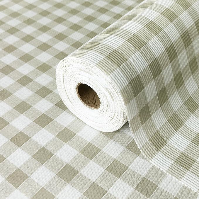Drawer Liner and Shelf Liner for Kitchen Cabinet Liner Non-Adhesive Non-Slip Shelf Paper, Thick Strong Grip Waterproof Easy to Clean for Shelves, Cupboard, Desks, Green Plaid Pattern, 23.6 in x 20 FT