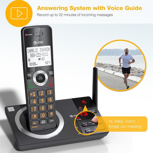 AT&T Cordless Home Phone - 4-Handset DECT 6.0 System with Large Display & Smart Call Blocker | Charcoal Black