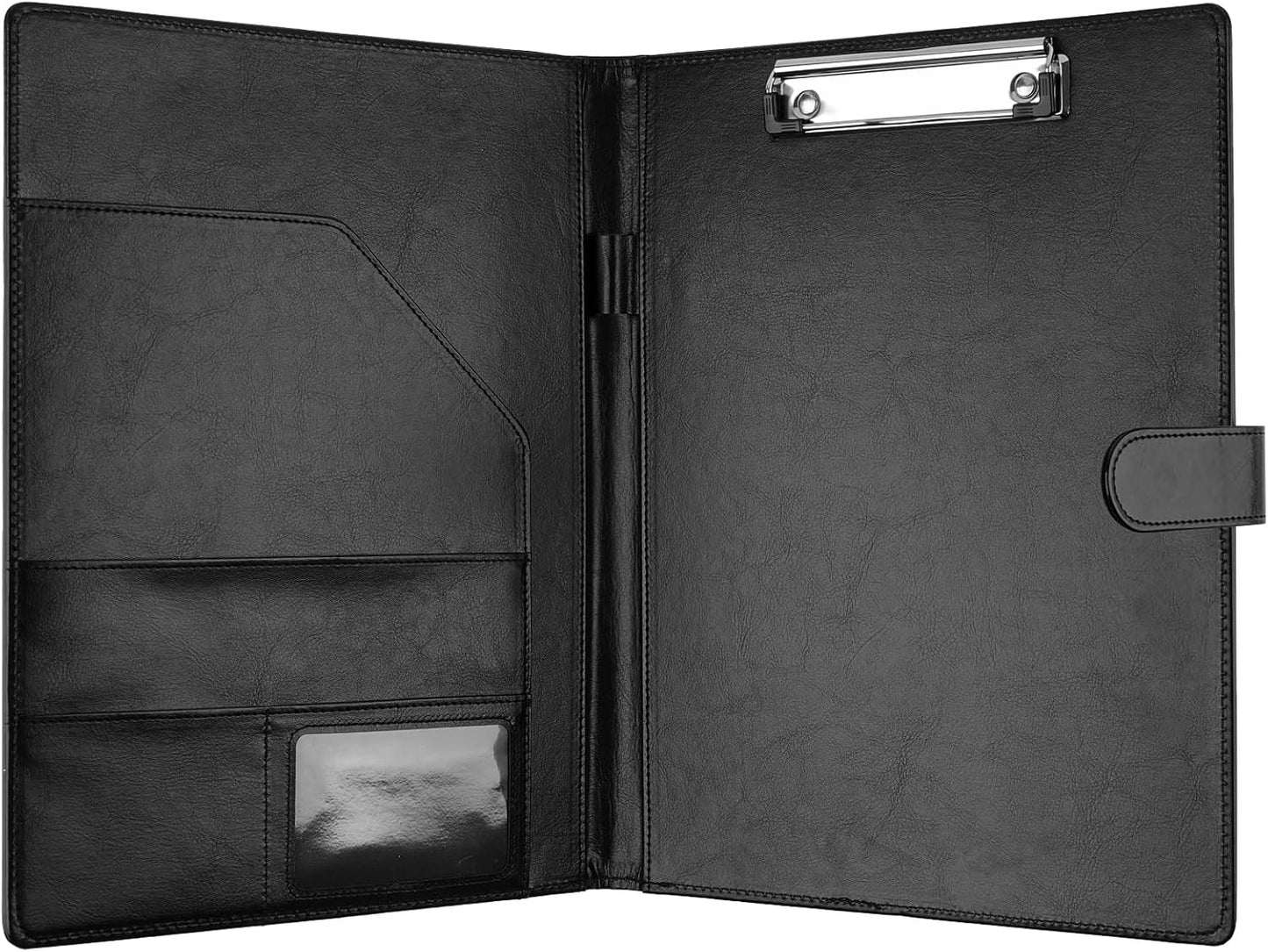 Skiennix Professional Padfolio - Faux Leather Portfolio with Clipboard | A4 Letter Size Organizer in Black