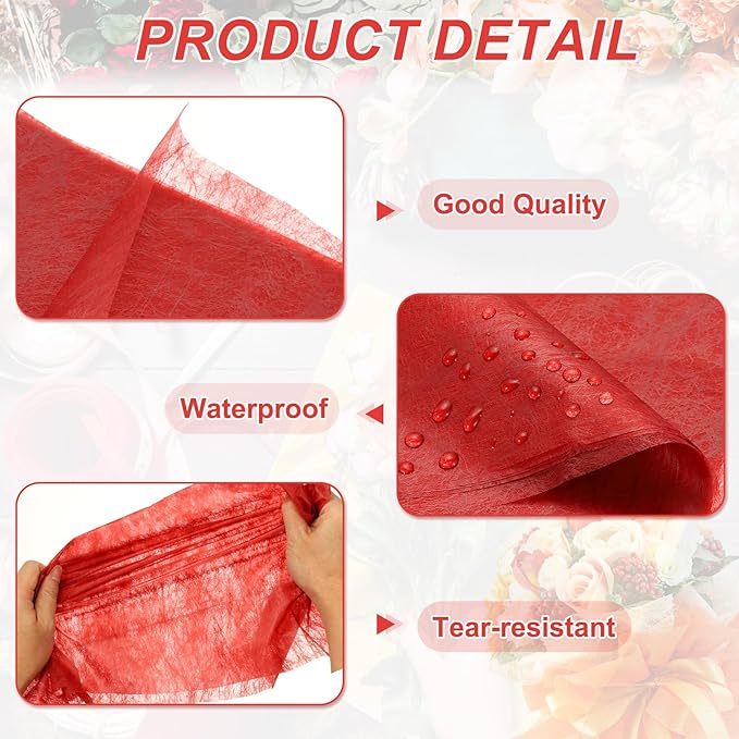 PATIKIL Flower Wrapping Paper 29.5 Ft x 22.8 Inch, Cotton Wrapping Flower Paper Tissue Paper for Flower Bouquet Gift Wrapping Valentine's Day Graduation Gift Floral Wrap, Wine Red