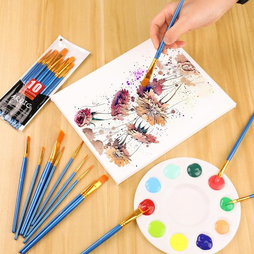 AROIC Acrylic Paint Brush Set - 36 Pack of Nylon Hair Brushes for Oil & Body Painting | Ideal for Artists & Crafts