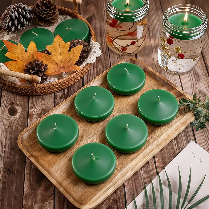 3 inch Floating Candles 36 Packs Green Floating Candle for Centerpieces 8-9 Hours Floating Candles 3” Water Candles for Cylinder Vases, Pool, Wedding, Christmas
