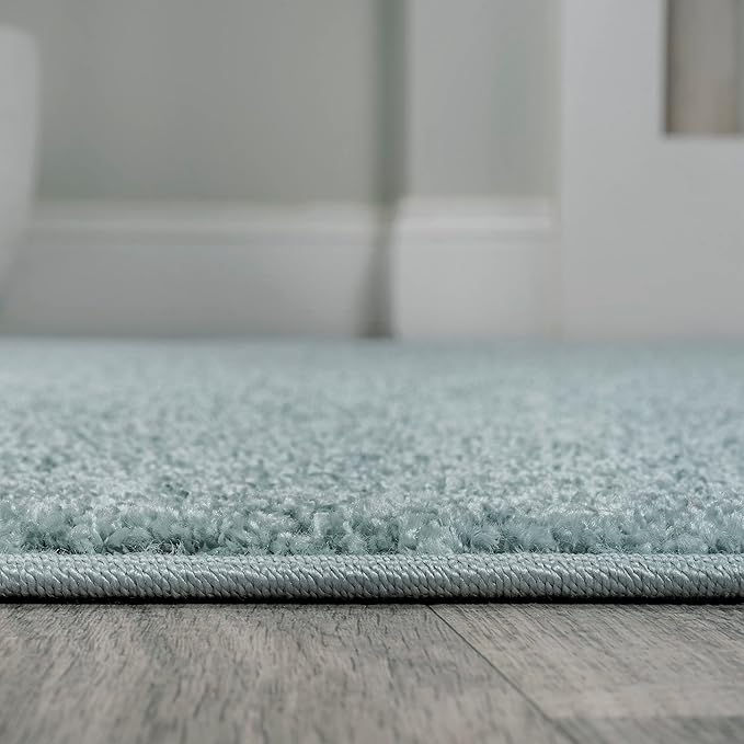 JONATHAN Y Haze Solid Low-Pile Aqua Blue Indoor Area Rug 8x10, Coastal,Bohemian,Minimalist,Classic, Easy-Cleaning for Living Room,Bedroom,Kitchen,Pet Friendly,Non-Shedding (SEU100S-8)