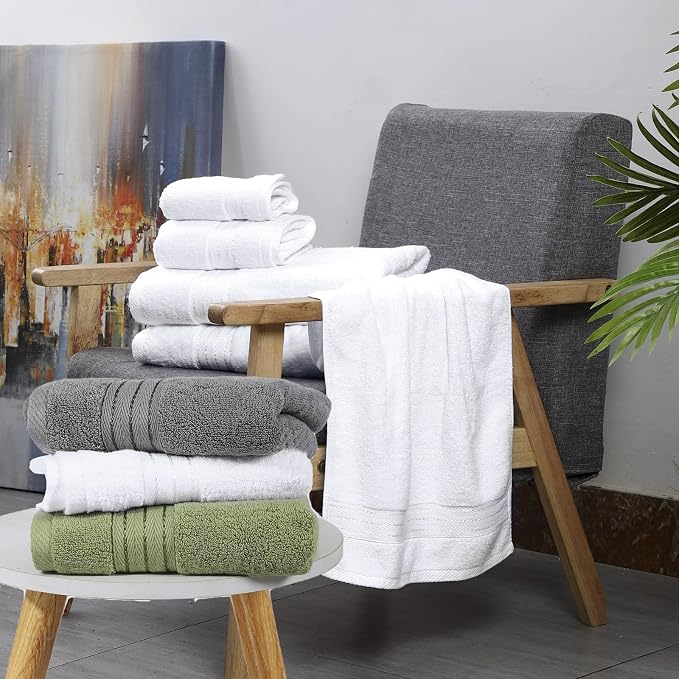 COZYART White Bath Towels for Bathroom 2 Pcs, 27x54 Cotton Bath Towel Sets Super Soft Highly Absorbent Durable 650 GSM Shower Towels for Daily Use