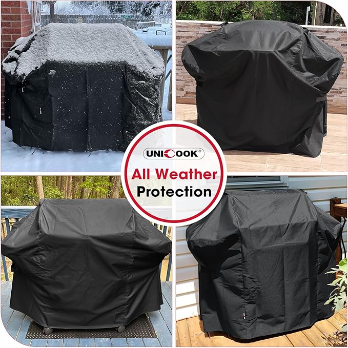 Unicook 58 Inch Grill Cover for Weber Genesis II, LX 300 Series and Genesis 300 Series Gas Grills, Heavy Duty Waterproof Fade Resistant BBQ Cover, All Weather Protection, Compared to Weber 7130