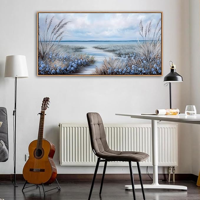 KLAKLA Beach Wall Art for Living Room 40x20 Inches Blue Ocean Wall Paintings Sea Wave Canvas Picture Artwork Modern Poster Bedroom Office Home Decor