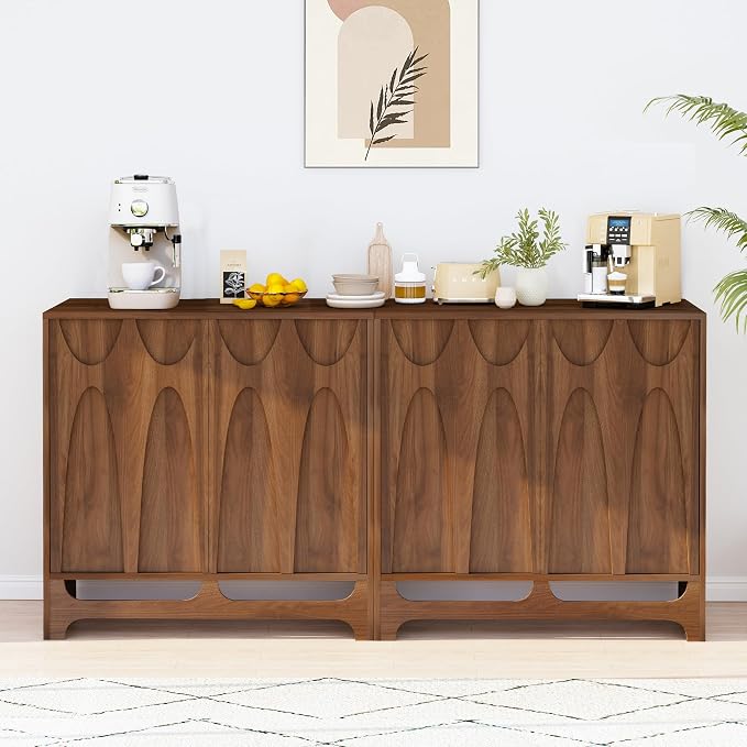 Bifins Sideboard Buffet Cabinet with Storage, 31.5” Mid Century Modern Storage Cabinet with Adjustable Shelf and 2 Doors for Dining Room, Living Room,Entry