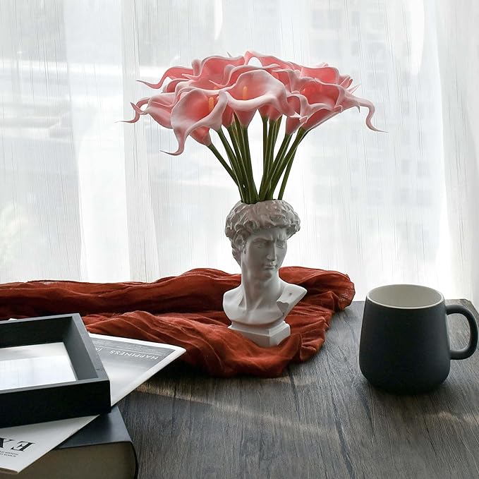 Mandy's PU Light Pink Calla Lily Artificial Flowers 20 Stems 13.5in Faux Realistic Centerpiece for Thanksgiving and Christmas Decorations DIY Bridal Bouquet Home Décor