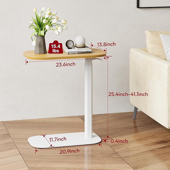 SANODESK Small Standing Desk Pneumatic Height Adjustable Small Sit Stand Desk Laptop Desk Overbed Table Computer Cart for Home Office Computer Workstations(23.6" W x 13.8" D,Maple)