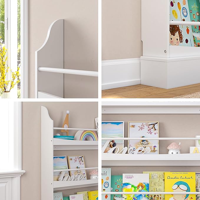 UTEX Kids Bookshelf, 3 Tiers Book Shelf and Storage for Kids Rooms, Kids Bookcase Rack Wall for Bedroom,Study Living Room,White