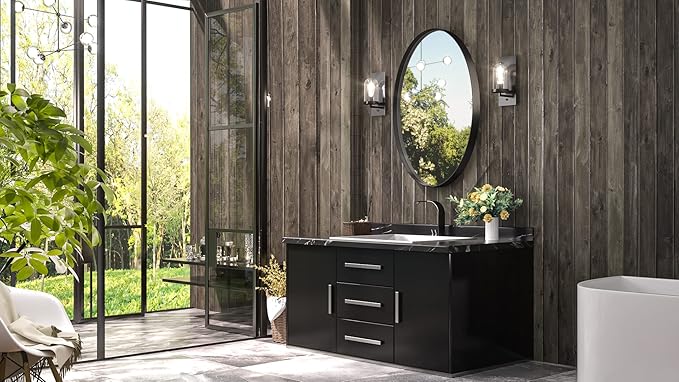 TETOTE Black Oval Bathroom Mirror, 24 x 36 Matte Black Framed Wall Mounted Mirror for Vanity, Modern Decorative Shatterproof Oval Wall Mirrors for Entryway, Living Room, Bedroom