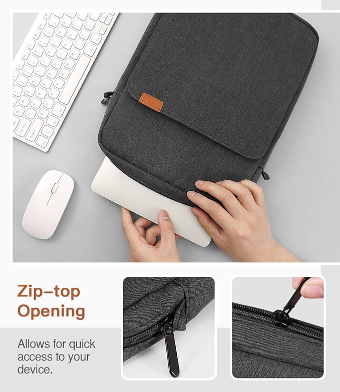MoKo 13.3-14 Inch Laptop Sleeve Bag Fits MacBook Pro M3/M2 14" 2023, MacBook Pro 13" M2, Air 13.6 M3/M2,Tab S8 Ultra 14.6,Handle Carrying Case with Shoulder Strap, Black & Gray
