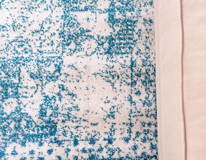 Unique Loom Bromley Collection Area Rug - Wells (7' 1" x 10' Rectangle, Turquoise/ Ivory)