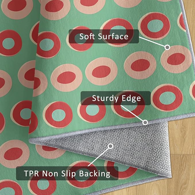 Mid Century Modern Rugs 3x4, Geometric Retro Washable 3 x 4 Area Rug for Living Room, Bedroom, Low Pile Non Slip Stain Resistant Carpet, Mid Century Home Decor Accessories & M916
