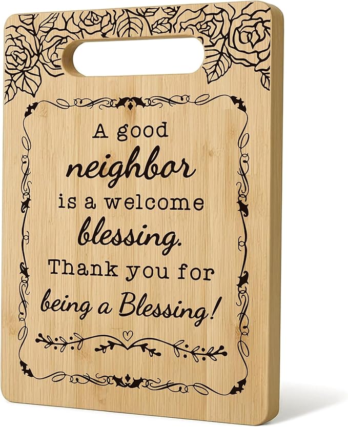 Neighbor Gifts Cutting Board Chopping Board, Best Neighbor Gifts, Neighbor Gifts for Christmas, Good Neighbor Gifts, Gifts for Neighbors, Decorative Bamboo Cutting Boards for Kitchen