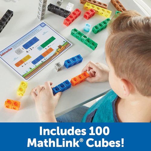 Learning Resources MathLink Cubes - 115-Piece Kindergarten Math Activity Set | Engaging STEM Games for Ages 5+