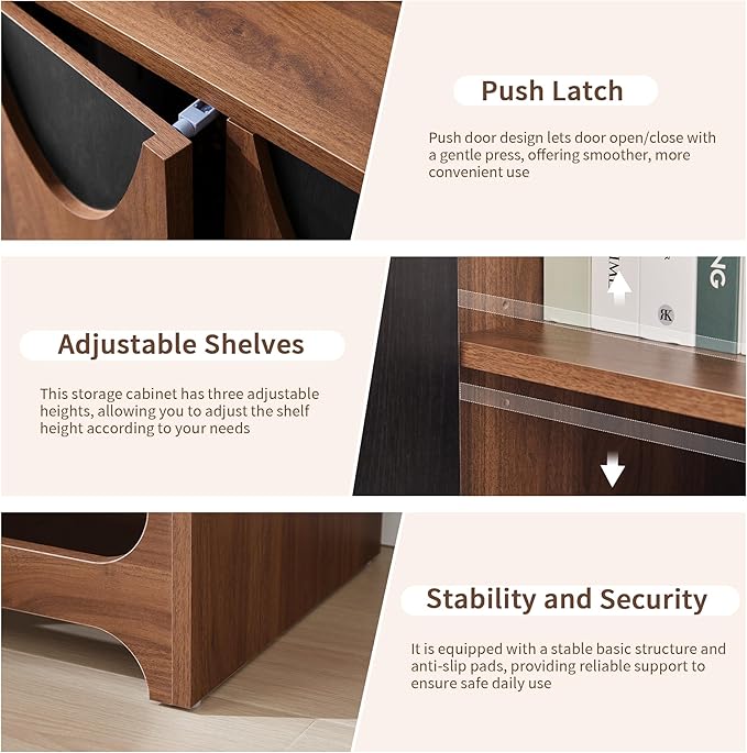 Bifins Sideboard Buffet Cabinet with Storage, 31.5” Mid Century Modern Storage Cabinet with Adjustable Shelf and 2 Doors for Dining Room, Living Room,Entry