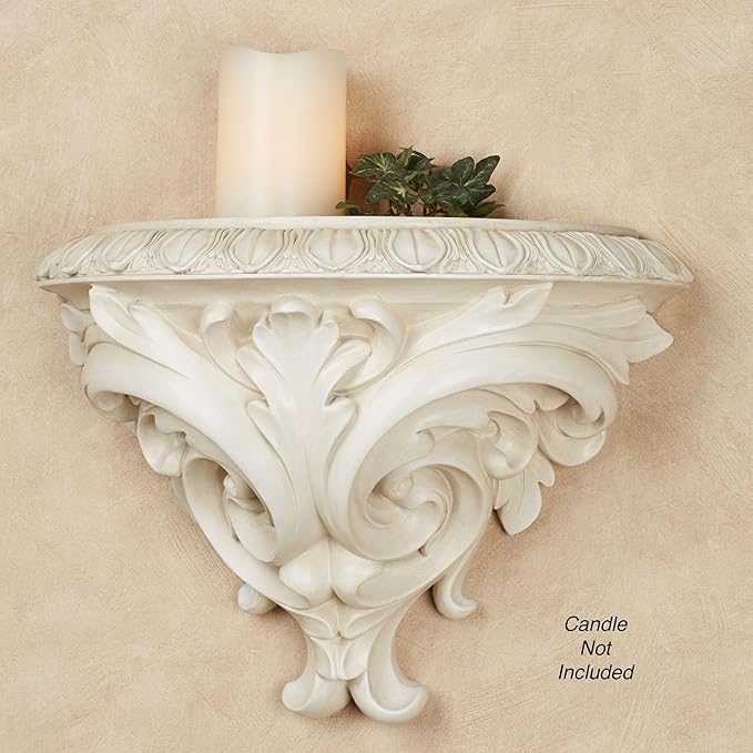 Touch of Class Clareville Antique White Acanthus Leaf Wall Shelf | Victorian Style Decor