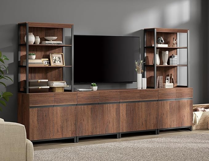 WAMPAT 3 Tier Bookshelf with Storage Cabinets, 72" Tall Bookcase with Adjustable Shelf, Large Modern Display Book Case Shelf with Door, Library Wood Bookshelves for Home Office, Living Room, Brown