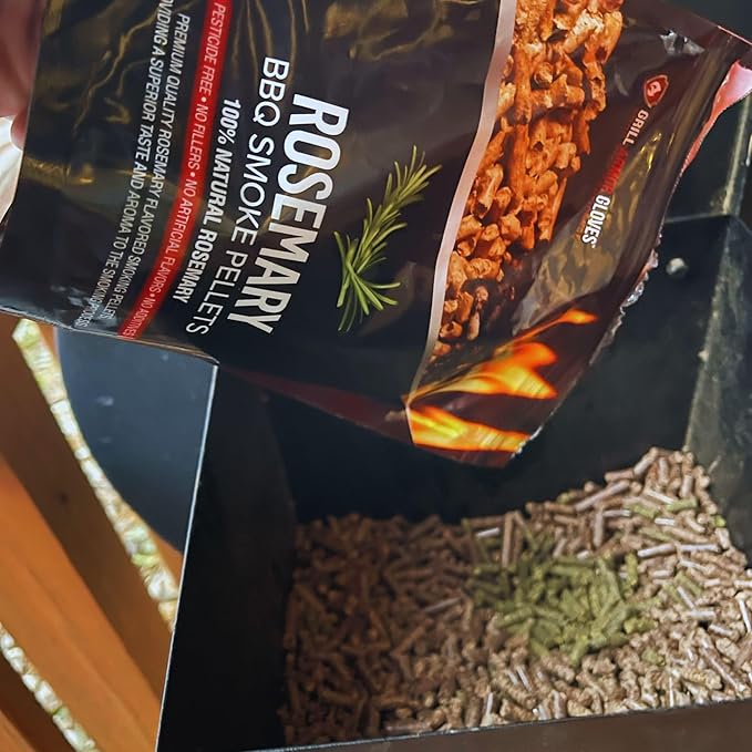 Grill Armor 100% All-Natural Rosemary Pellets for Smokers, Charcoal, Gas Grills, Smoking Gun, Mix with Other Wood Pellets – BBQ, Bake, Roast, Grill, 1lb Bag Lasts 25-30 Hours