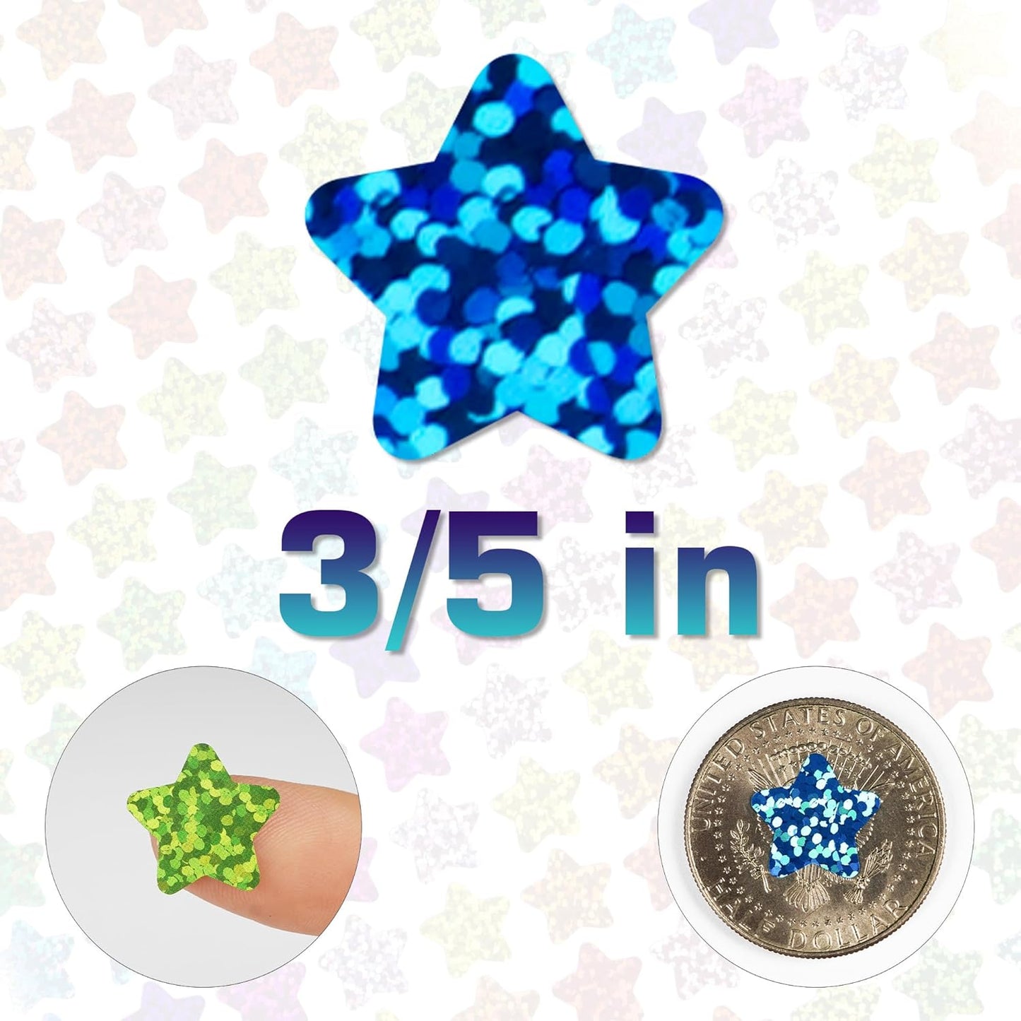 2340 Pack Holographic Star Stickers - Sparkly 0.6” Stars for Kids' Rewards | Classroom Supplies