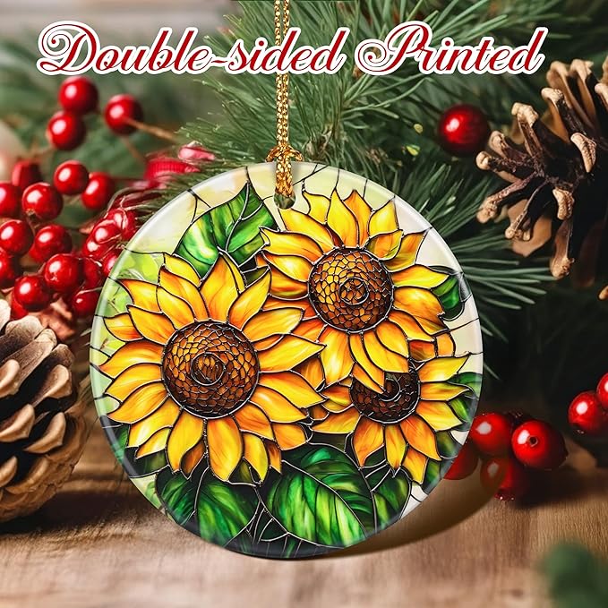 Christmas Ornaments, Sunflower Ornament, Christmas Tree Decorations, Holiday Decorations, Holiday Ornaments, Sunflower Gifts, Flowers Lovers Gift, Holiday Party Gifts, and Xmas Gift Ideas