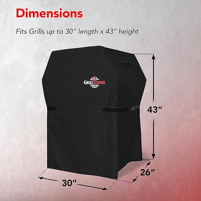 GrillTough Heavy Duty BBQ Grill Cover for Outdoor Grill, 30 Inch – Waterproof, Weather Resistant, UV & Fade Resistant with Adjustable Straps – Gas Grill Cover for Weber, Genesis, Charbroil, etc. Black