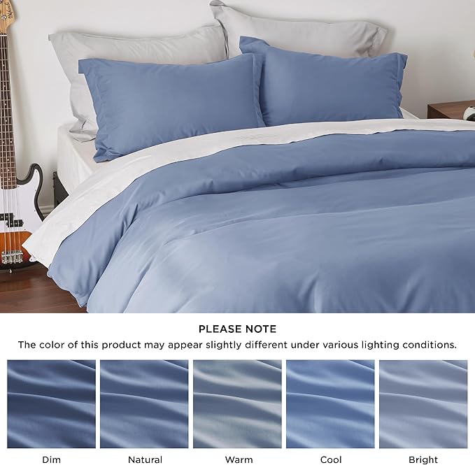 Bedsure Duvet Cover King Size - Soft Double Brushed Bedding Set for Kids & Adults, Zipper Closure, 3 Pieces, Includes 1 Duvet Cover (104"x90") & 2 Pillow Shams, NO Comforter, Slate Blue