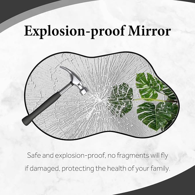 Dorlicecass Irregular Wall Mirror - Wall Mirrors Decorative 24"x36" Black Asymmetrical Mirror Tempered Glass Aviation Aluminum Alloy Frame for Bathroom, Bedroom, Living Room, Cloakroom, Entryway
