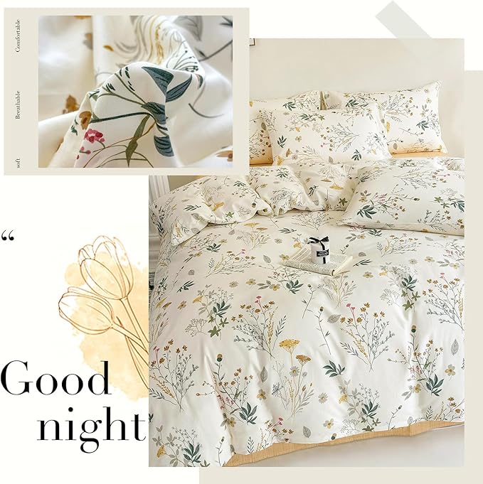 HighBuy King Comforter Sets with Floral Comforter 2 Pillowcases Vintage Chic Bedding Comforter Set Yellow Flower Lightweight Comforter King Size Quilt Blanket for Women Girl