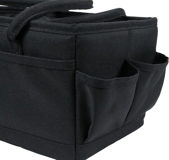 Everything Mary Junior Deluxe Store & Tote Organizer – Black Craft Tote with Handles – Collapsible Storage Caddy for Scrapbooking, Sewing, Art Supplies & DIY Creative Tools