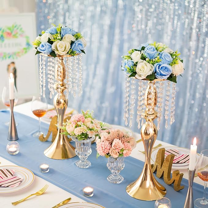 Flower Centerpieces for Wedding Tables: Wedding Table Decorations Blue & White Flower Balls Centerpieces for Engagement Cerebration Party Center Pieces 2 Packs