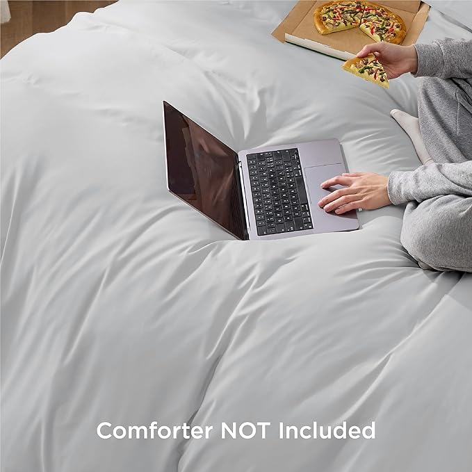 Bedsure Duvet Cover King Size - Soft Double Brushed Bedding Set for Kids & Adults, Zipper Closure, 3 Pieces, Includes 1 Duvet Cover (104"x90") & 2 Pillow Shams, NO Comforter, Silver Grey