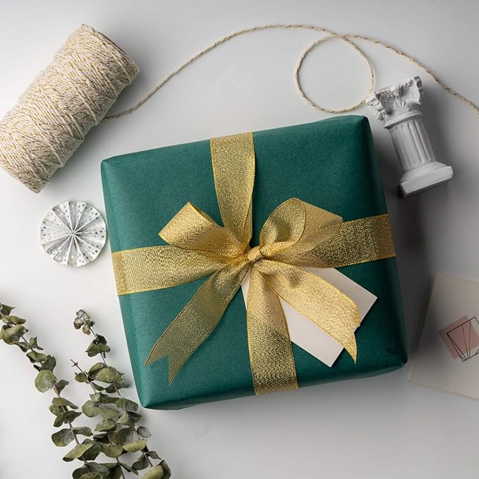 RUSPEPA 30"x 393"(32.8') Dark Green Kraft Wrapping Paper Large Jumbo Roll, Recyclable Green Art Gift Wrap Paper for Christmas Gift Wrapping, Table Covering, Art & Craft Supplies, Bouquet Flower, 80GSM