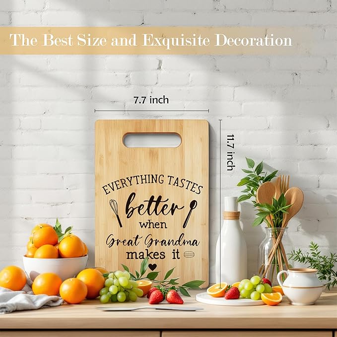 Great Grandma Gifts Cutting Board, Mother's Day Kitchen Gifts for Mom from Daughters Sons Kids, Great Grandma Decorative Bamboo Cutting Board For Kitchen