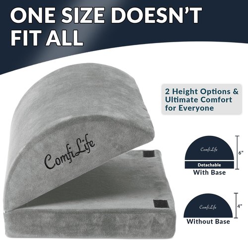 ComfiLife Foot Rest - Adjustable Height Memory Foam Stool for Office & Gaming Chairs | Ergonomic Gray Design for Back & Hip Pain Relief