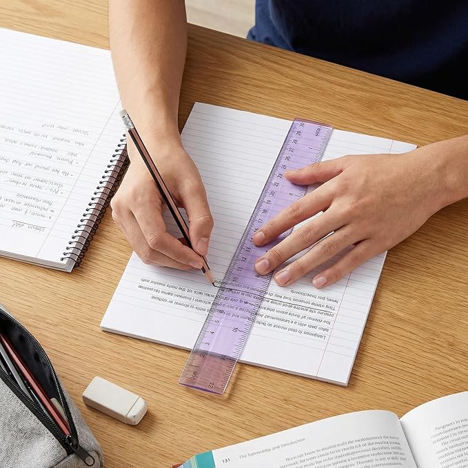 ForraFun 60 Pcs Plastic Clear Rulers 12 Inch, Transparent Assorted Color Ruler Bulk, with Imperial and Metric Scales for Home Office Supplies, Available in 6Colors(Pastel)