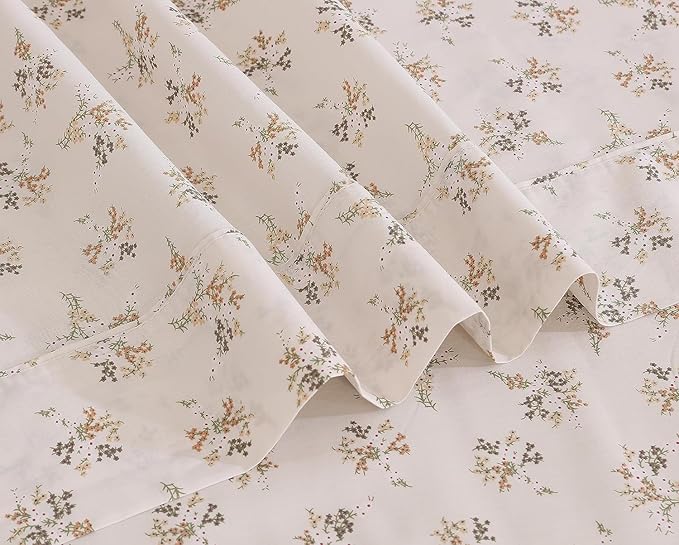 RUVANTI 100% Cotton Twin XL Sheet Sets, 3 Pieces, Soft & Breathable Percale Weave Bedding, Deep Pocket 16", Hotel Standard, Crisp Cool Feel, Durable, Perfect Size Floral Sheets, Twin Spring