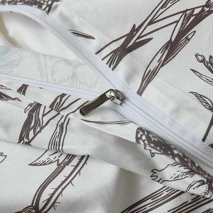 100% Cotton Duvet Cover King Size – Vintage Botanical Sketch Elegant Taupe Floral Duvet Cover Set with Zipper Closure, 3-Piece Soft Breathable Natural Premium Cotton Bedding Set