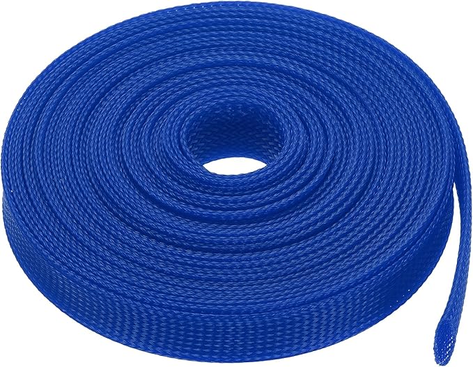 uxcell Expandable Sleeving,1 3/16-inch 25ft Cable Sleeve, Blue