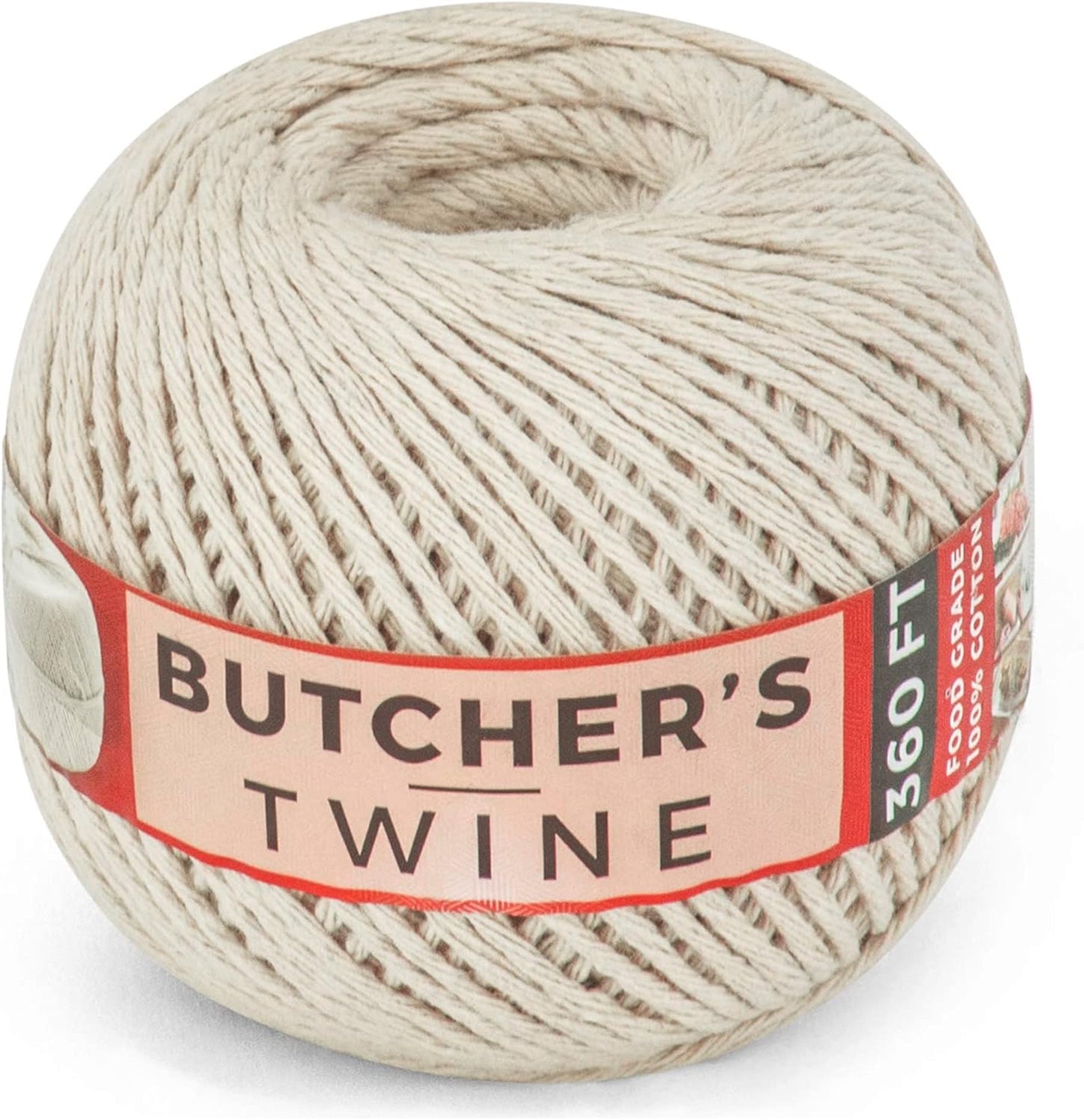 SteadMax Butchers Twine - 360 Ft Unbleached 100% Natural Cotton String for Cooking & Crafting | Durable & Easy Dispensing