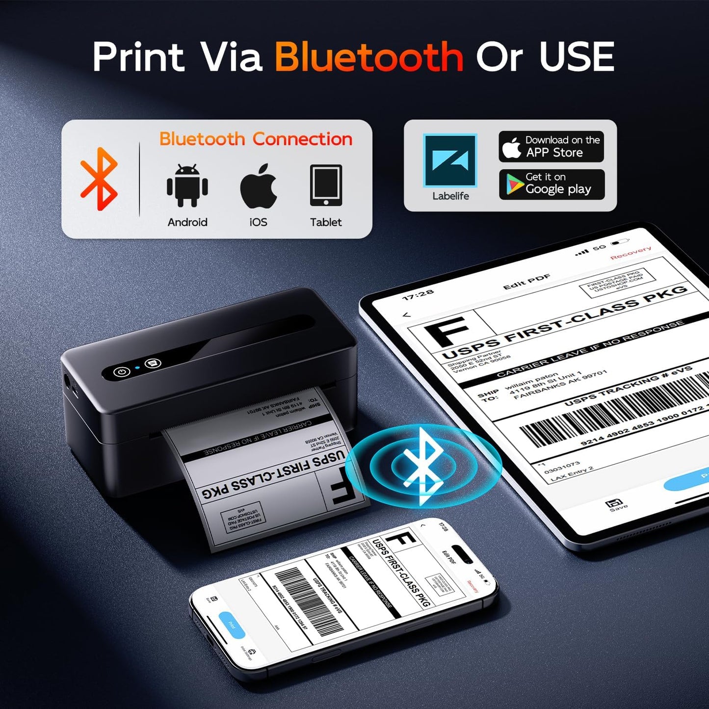 TATTMUSE Bluetooth Thermal Label Printer - Commercial Grade 4x6 Shipping Labels | Wireless Compatibility with iOS, Android, Windows, Mac