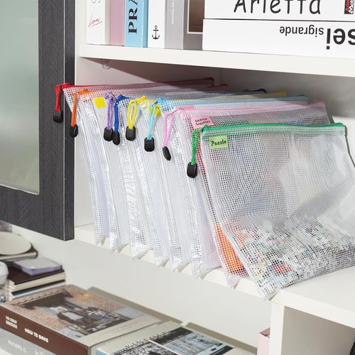 EOOUT 24pcs A4 Size Mesh Zipper Pouch Bags - Waterproof Storage for Classroom & Office Supplies