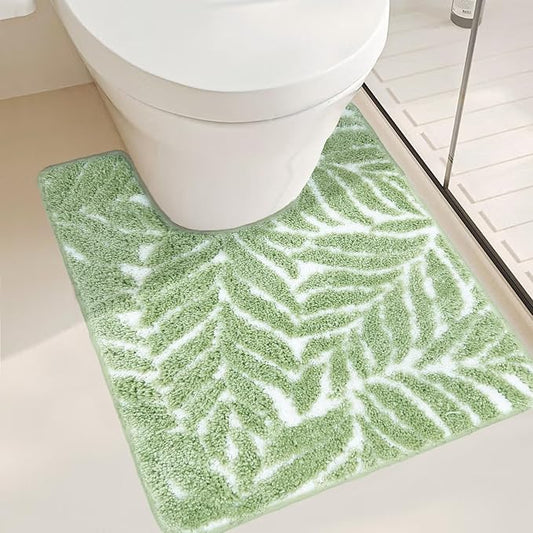 Sage Green Toilet Rug U Shaped Washable Mat for Bathroom Floor 24x20 Non Slip Washable Bathroom Rugs Around Toilet Rug Bath Mat