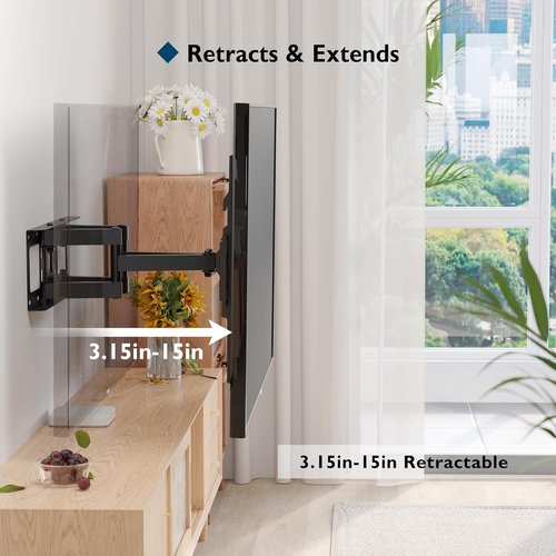 BONTEC Full Motion TV Wall Mount - Swivel & Tilt for 23-70 Inch TVs, Holds Up to 99 lbs, Easy Assembly
