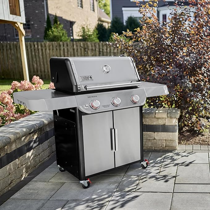 Weber Genesis S-315 Natural Gas Grill for Outdoor Grilling, 3 Burners, Stainless Steel