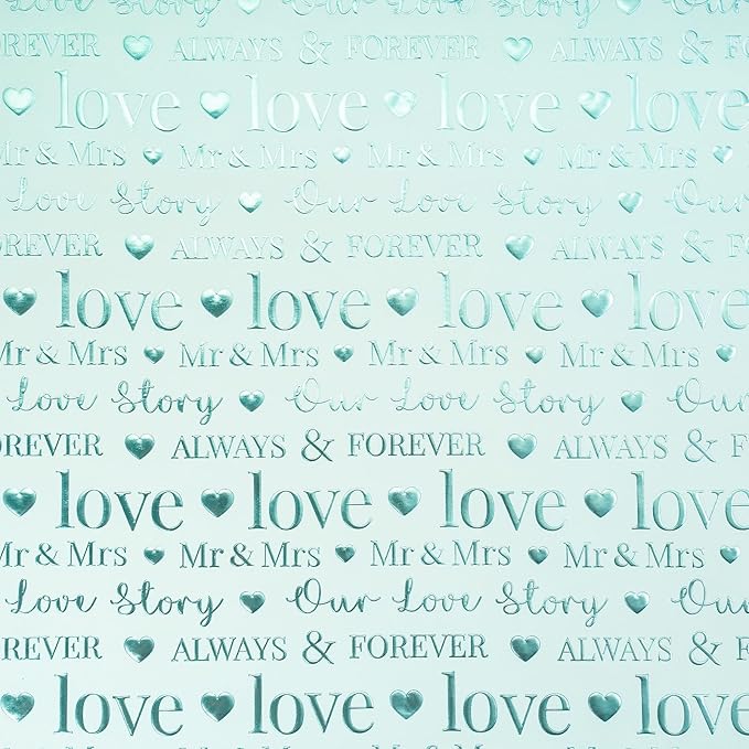 RUSPEPA Wedding Wrapping Paper, Mini Roll, Bridal Shower Gift Wrap, Mint Green Gold Foil LOVE Design, Perfect for Engagement, Anniversary, 17 Inches x 16.5 Feet