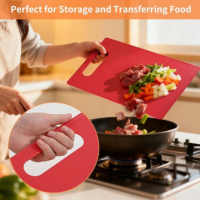 Premium Plastic Cutting Board Set – 3-Pack BPA-Free, Reversible, Easy to Clean, Durable and Lightweight – Ideal for Meat, Vegetables, and Seafood – 14 x 10 inch, Kitchen Essential