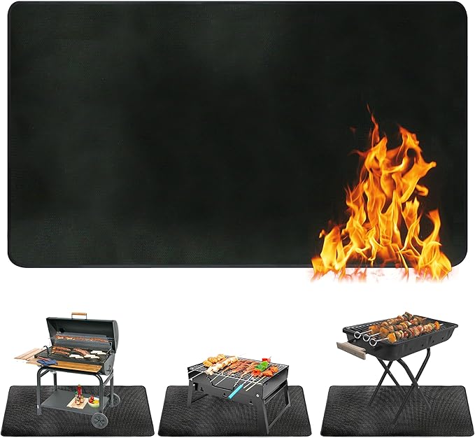 Ogrmar 90 x 52 Inch Under Grill Mats for Outdoor Grill, Indoor Fire Pit/Fireplace Mat, Waterproof Oil-Proof Grill Floor Pads, BBQ Mat Protector for Deck, Patio and Grass (90 * 52 Inch)