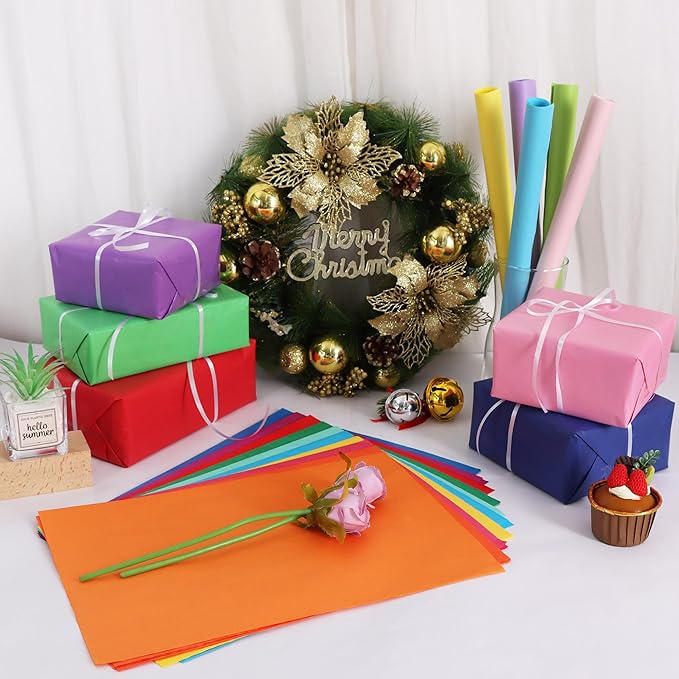 BEISHIDA Colored Tissue Paper Bulk-20 Colors, Multicolor Wrapping Tissue Paper for Gift Bags, 14 x 20 Inch Gift Wrap for Birthday Wedding Graduation DIY Crafts Holiday Flowers(100 Sheets)